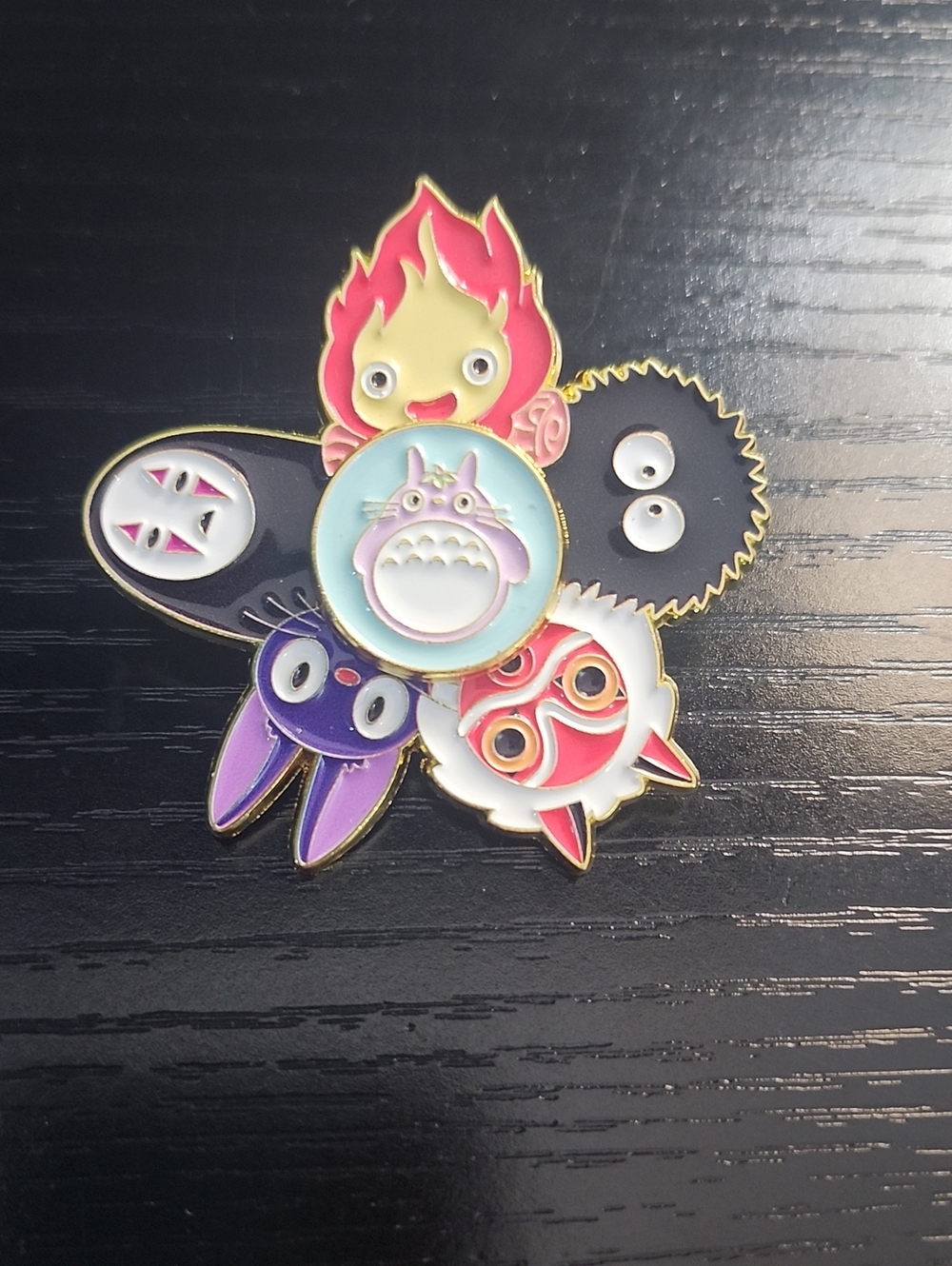Studio Ghibli Inspired Character Spinner Enamel Pin - Multicolor